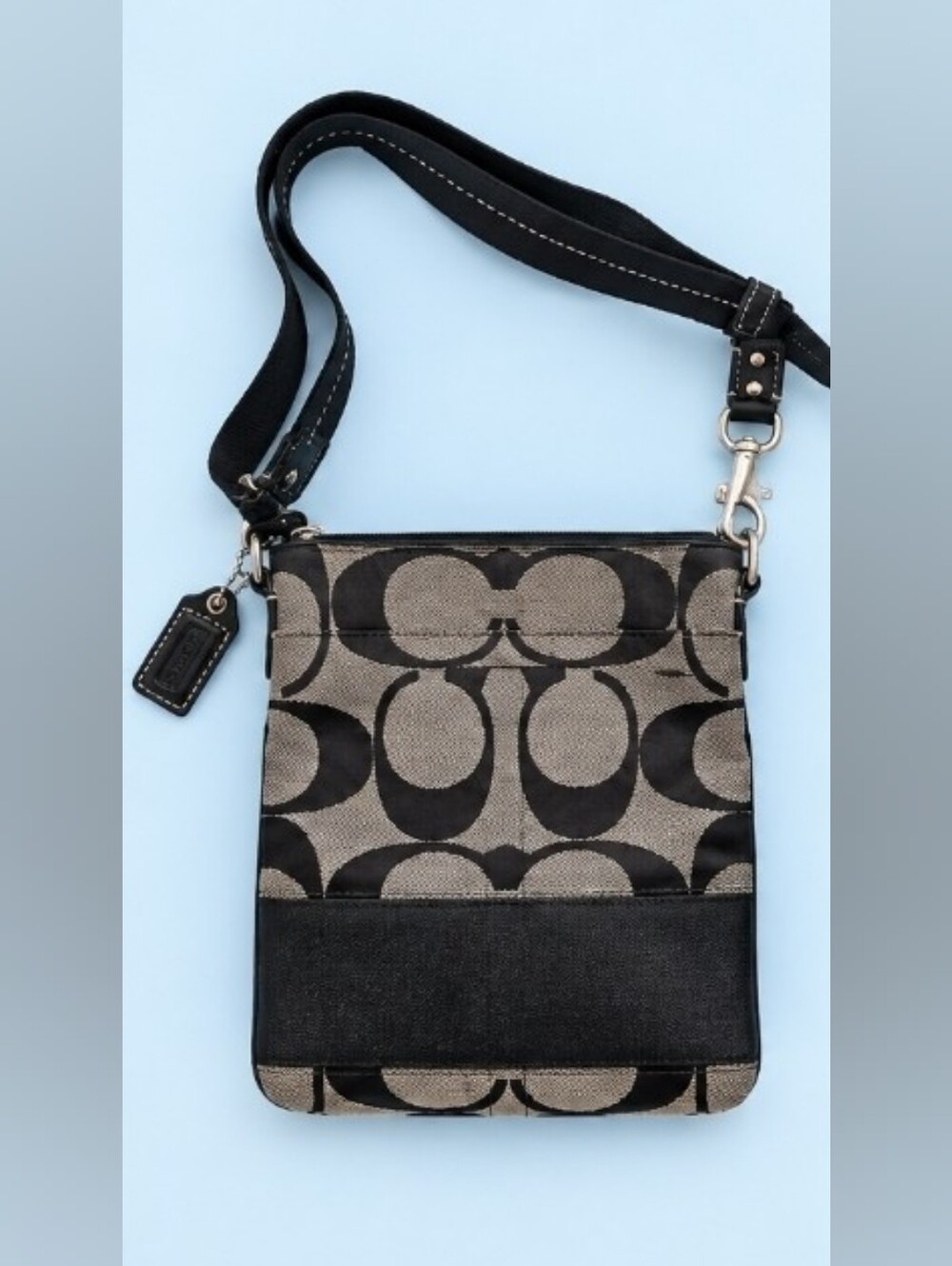 Coach Signature Canvas Crossbody Bag in Black/Tan